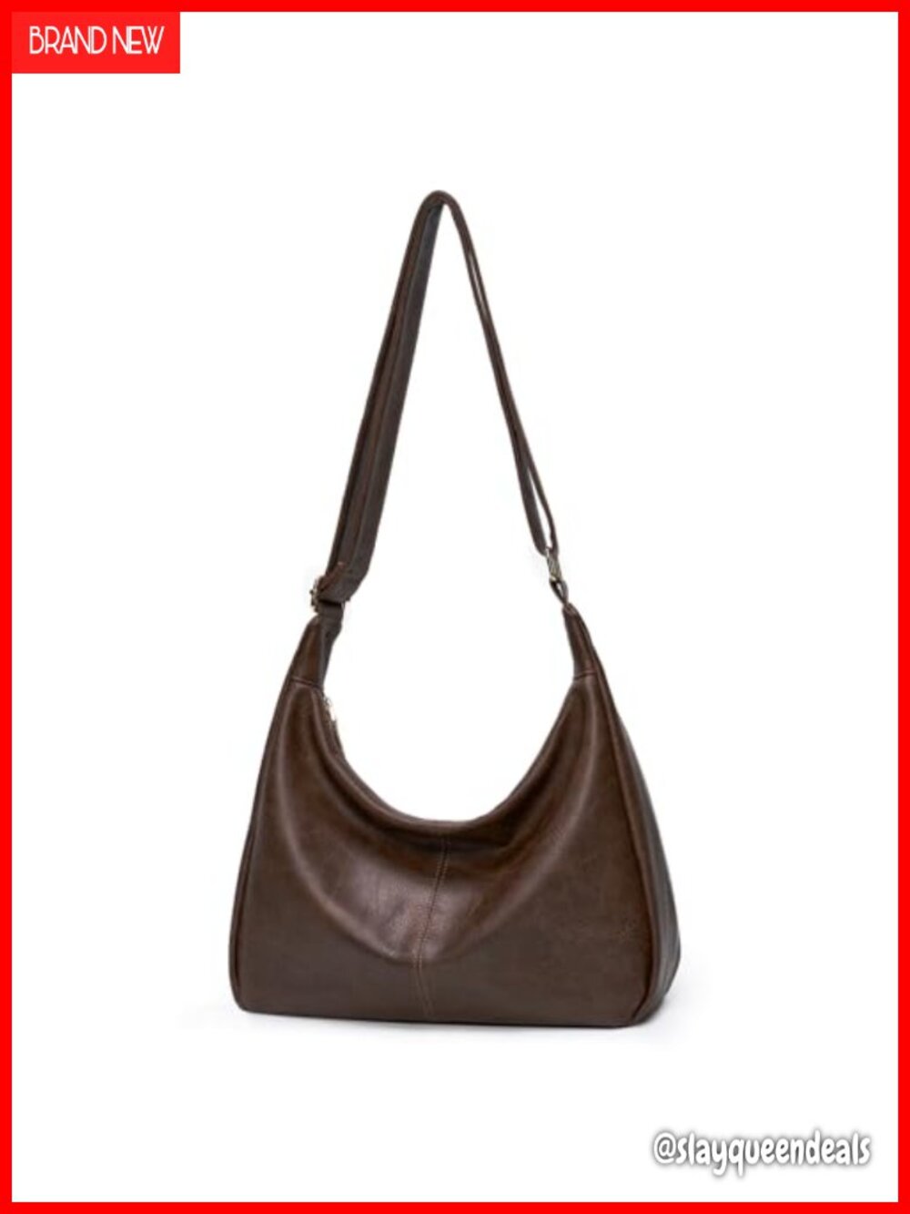 Slouchy Foldable Hobo Shoulder Bag PU Leather Crossbody Purse